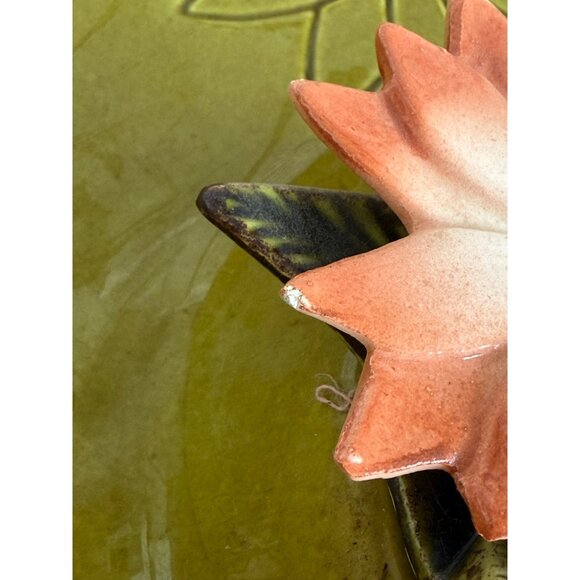 Vintage Mid-Century Modern California Pottery Green Floral Divided Serving Dish - Picture 7 of 11